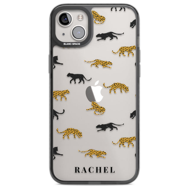 Personalised Jaguar Pattern on Transparent Custom Phone Case iPhone 14 Plus / Black Impact Case Blanc Space
