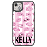 Personalised Pink Stripes & Lips Custom Phone Case iPhone 14 Plus / Black Impact Case Blanc Space