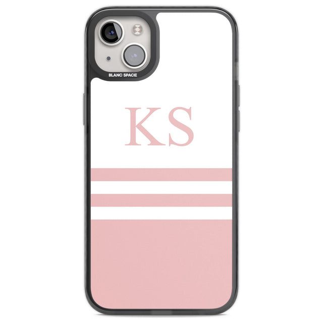 Personalised Minimal Pink Stripes & Initials Custom Phone Case iPhone 14 Plus / Black Impact Case Blanc Space