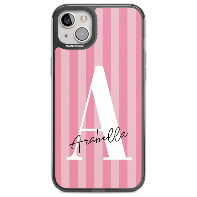 Personalised Pink on Pink Stripes Custom Phone Case iPhone 14 Plus / Black Impact Case Blanc Space