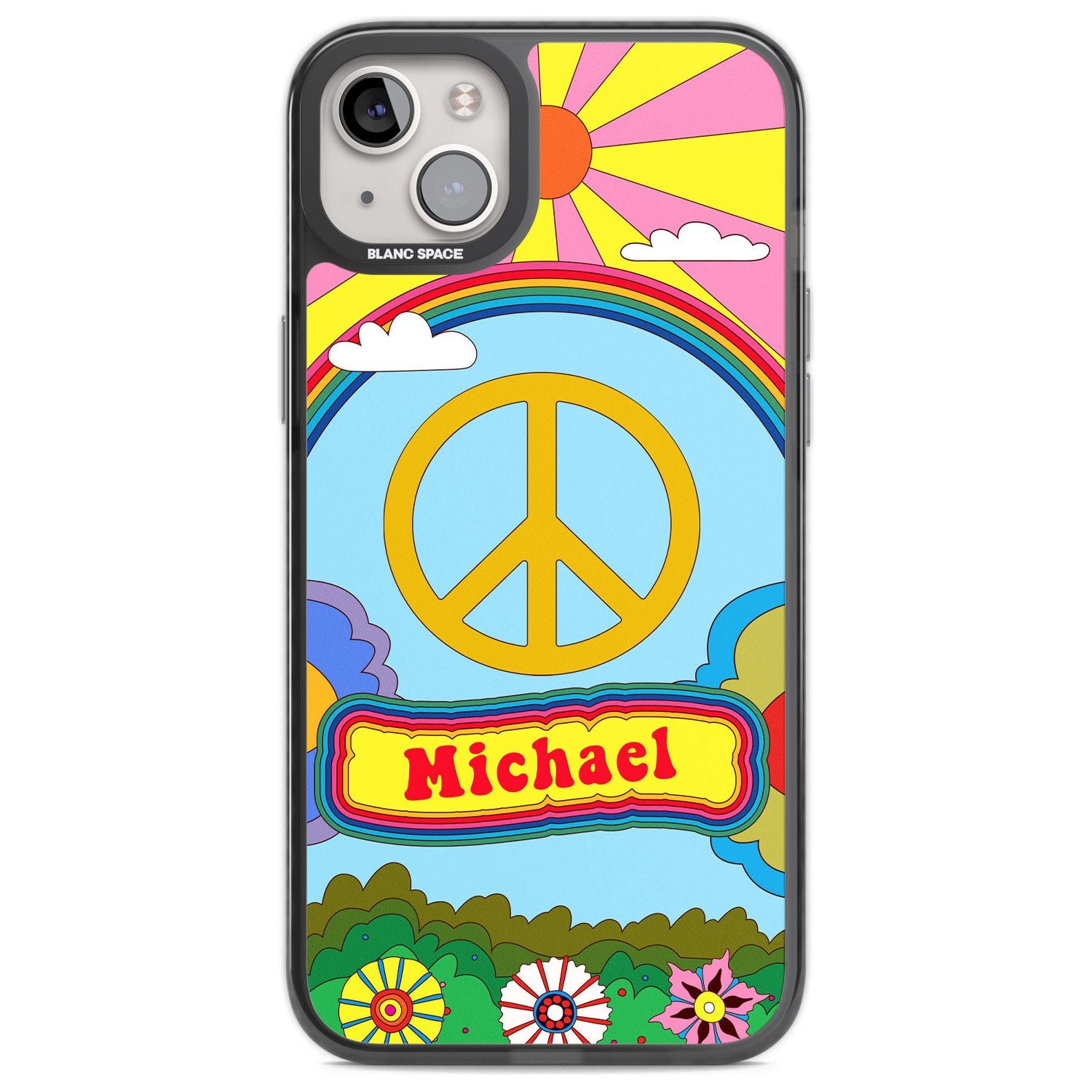 Personalised Happy Days Phone Case iPhone 14 Plus / Black Impact Case Blanc Space