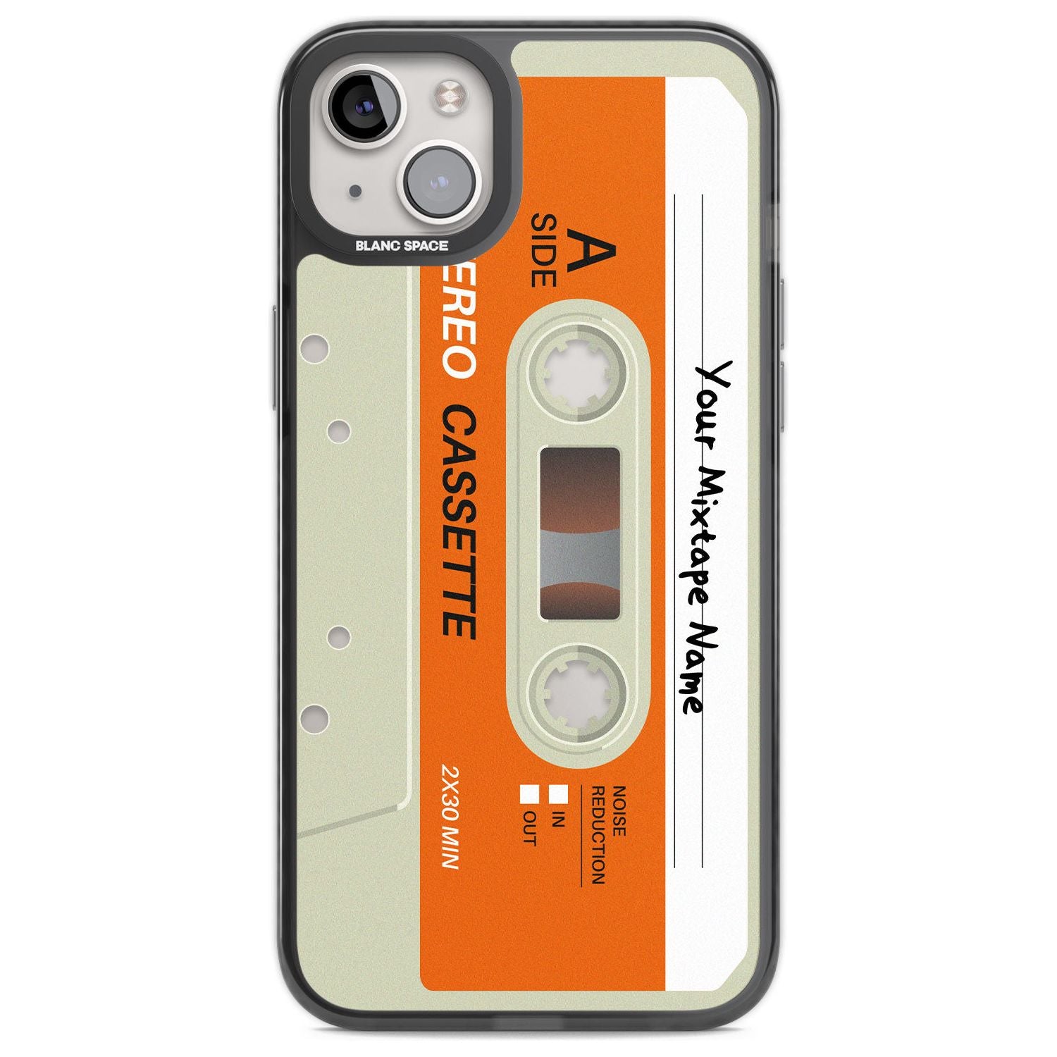 Personalised Classic Cassette Custom Phone Case iPhone 14 Plus / Black Impact Case Blanc Space