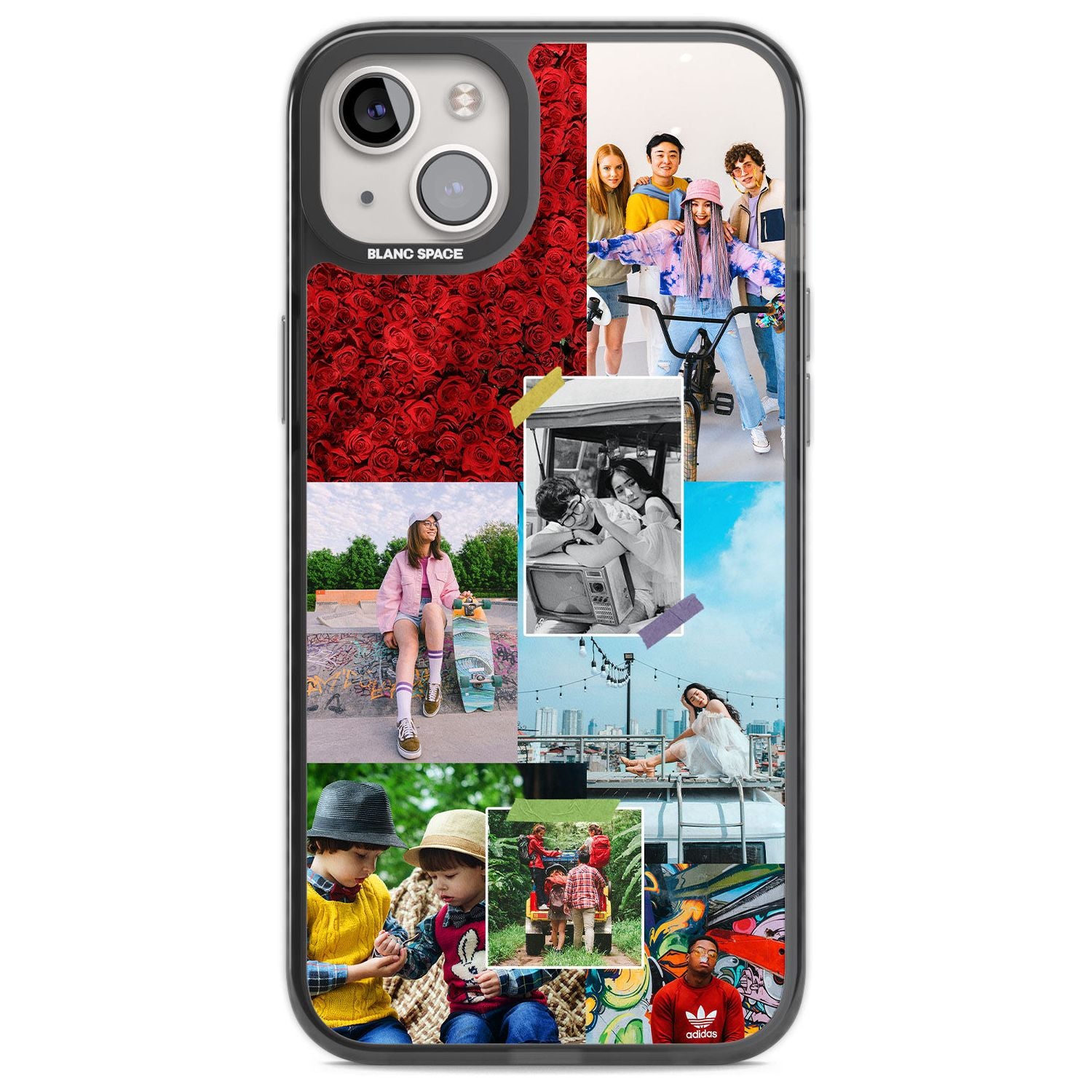Personalised Photo Collage Custom Phone Case iPhone 14 Plus / Black Impact Case Blanc Space