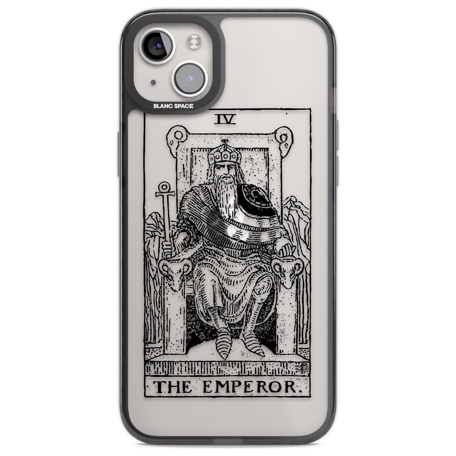 Personalised The Emperor Tarot Card - Transparent Custom Phone Case iPhone 14 Plus / Black Impact Case Blanc Space