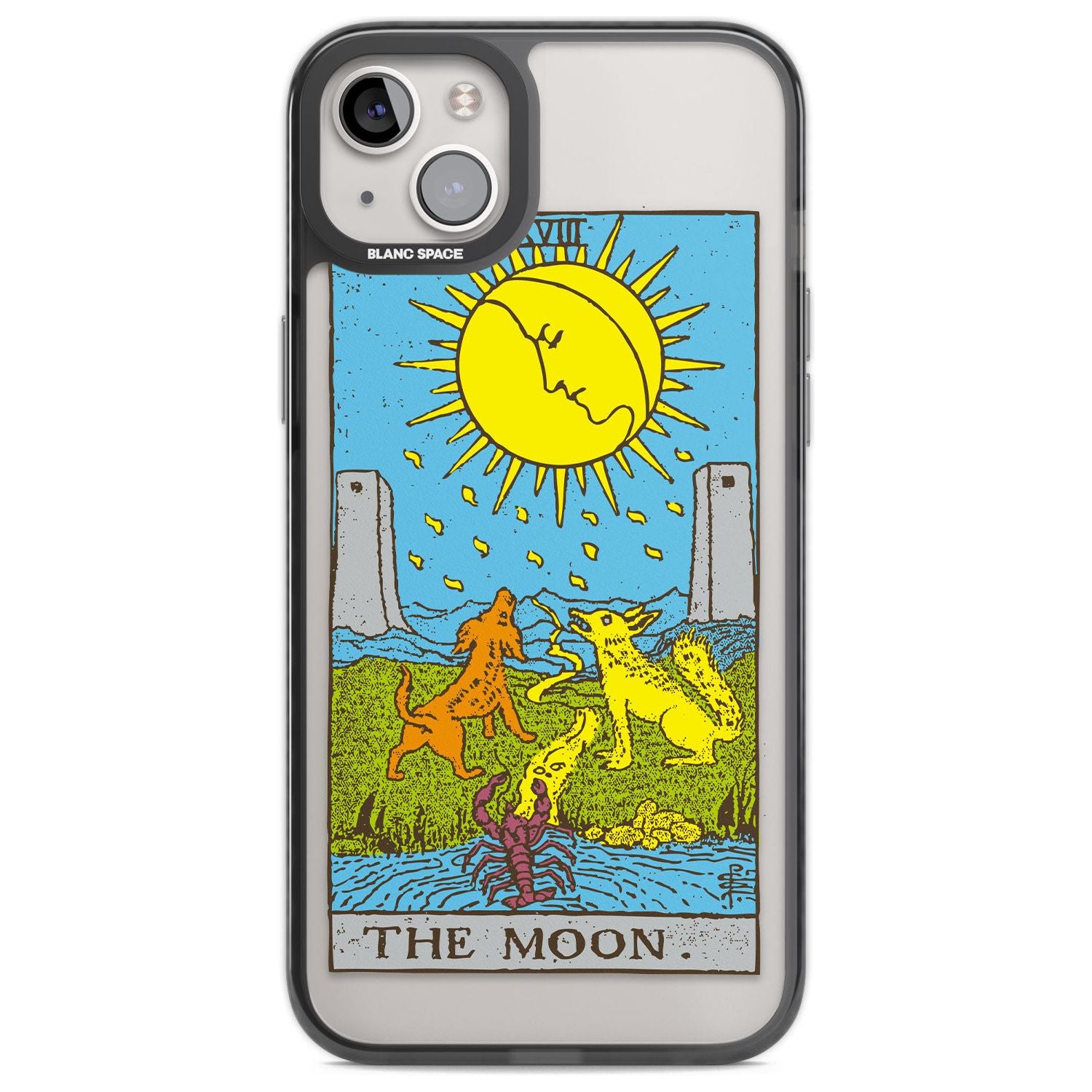 Personalised The Moon Tarot Card - Colour Custom Phone Case iPhone 14 Plus / Black Impact Case Blanc Space