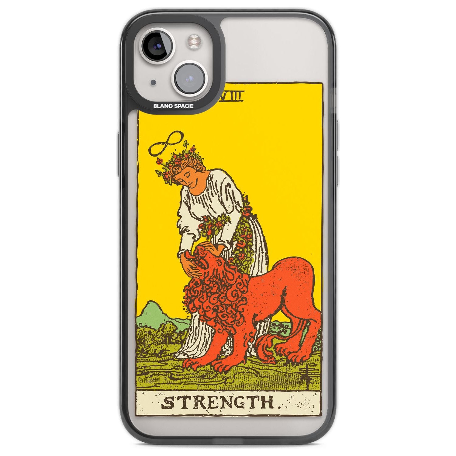 Personalised Strength Tarot Card - Colour Custom Phone Case iPhone 14 Plus / Black Impact Case Blanc Space