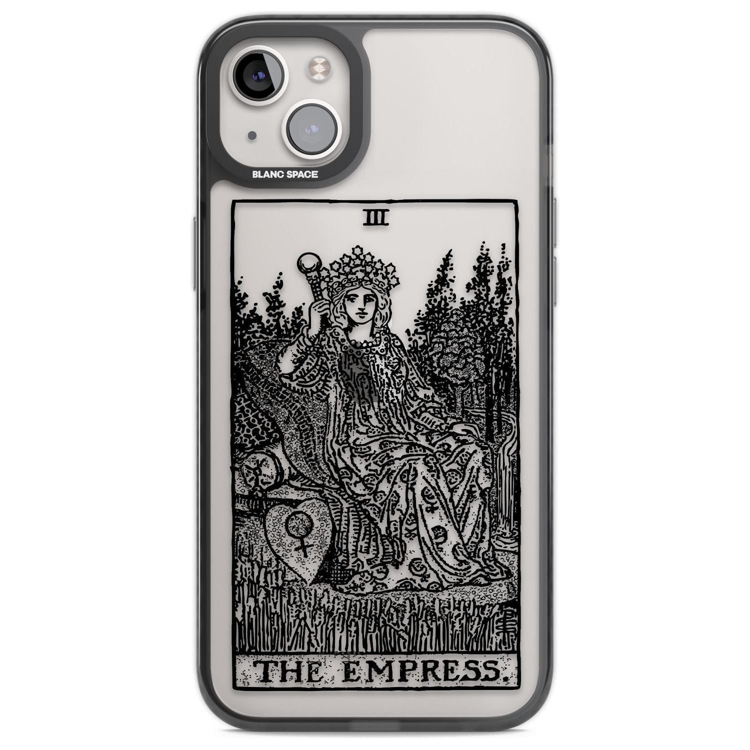 Personalised The Empress Tarot Card - Transparent Custom Phone Case iPhone 14 Plus / Black Impact Case Blanc Space