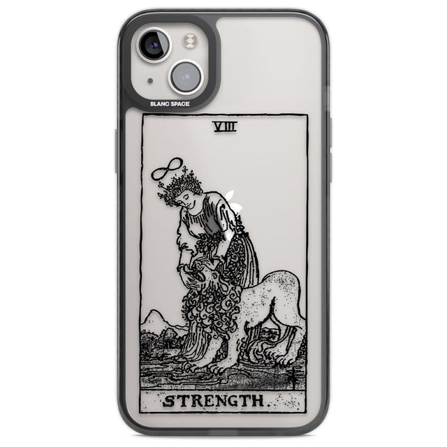 Personalised Strength Tarot Card - Transparent Custom Phone Case iPhone 14 Plus / Black Impact Case Blanc Space