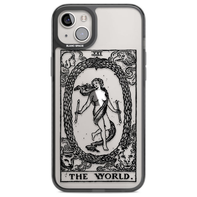Personalised The World Tarot Card - Transparent Custom Phone Case iPhone 14 Plus / Black Impact Case Blanc Space