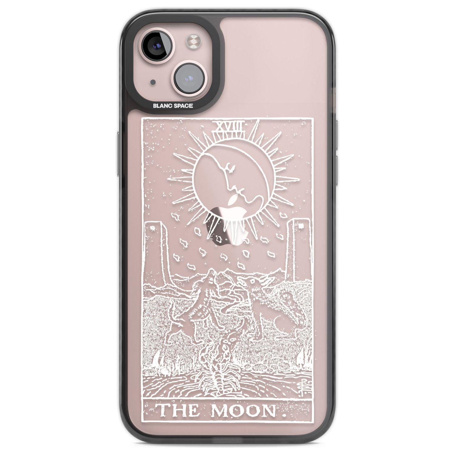 Personalised The Moon Tarot Card - White Transparent Custom Phone Case iPhone 14 Plus / Black Impact Case Blanc Space
