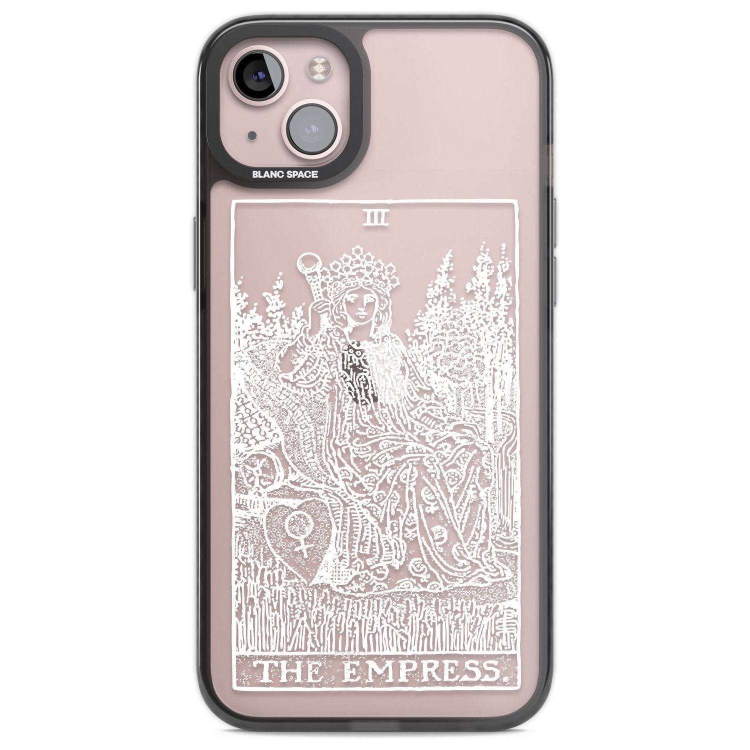 Personalised The Empress Tarot Card - White Transparent Custom Phone Case iPhone 14 Plus / Black Impact Case Blanc Space