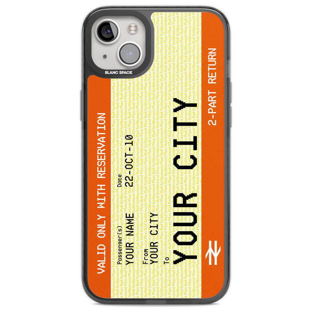 Personalised Create Your Own Train Ticket Custom Phone Case iPhone 14 Plus / Black Impact Case Blanc Space
