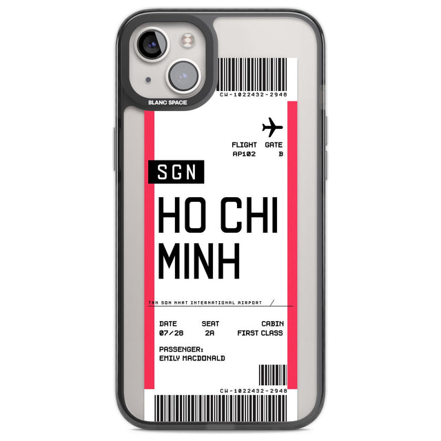 Personalised Ho Chi Minh City Boarding Pass Custom Phone Case iPhone 14 Plus / Black Impact Case Blanc Space