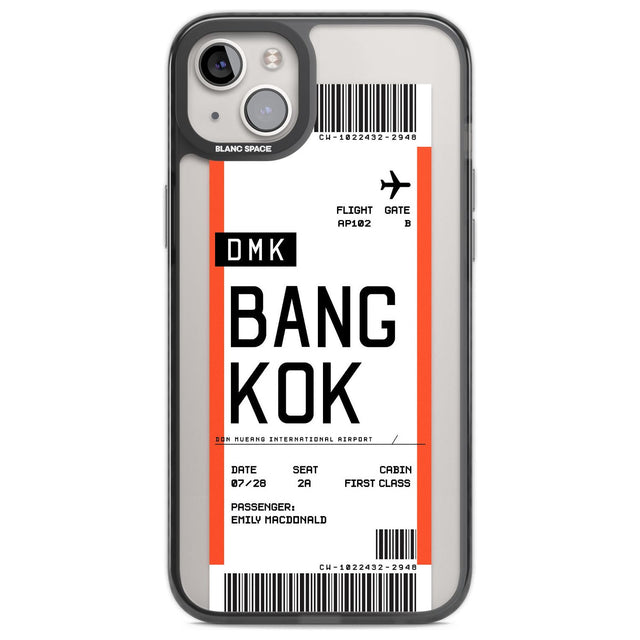 Personalised Bangkok Boarding Pass Custom Phone Case iPhone 14 Plus / Black Impact Case Blanc Space