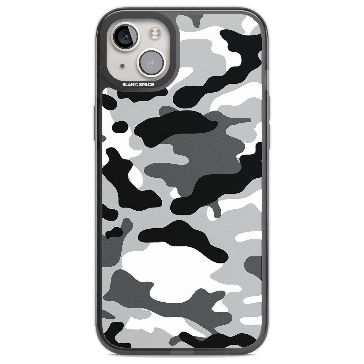 Grey Camo Phone Case iPhone 14 Plus / Black Impact Case Blanc Space