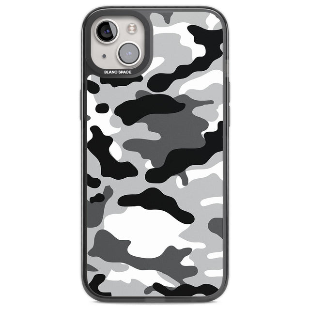 Grey Black Urban Camo Phone Case iPhone 14 Plus / Black Impact Case Blanc Space