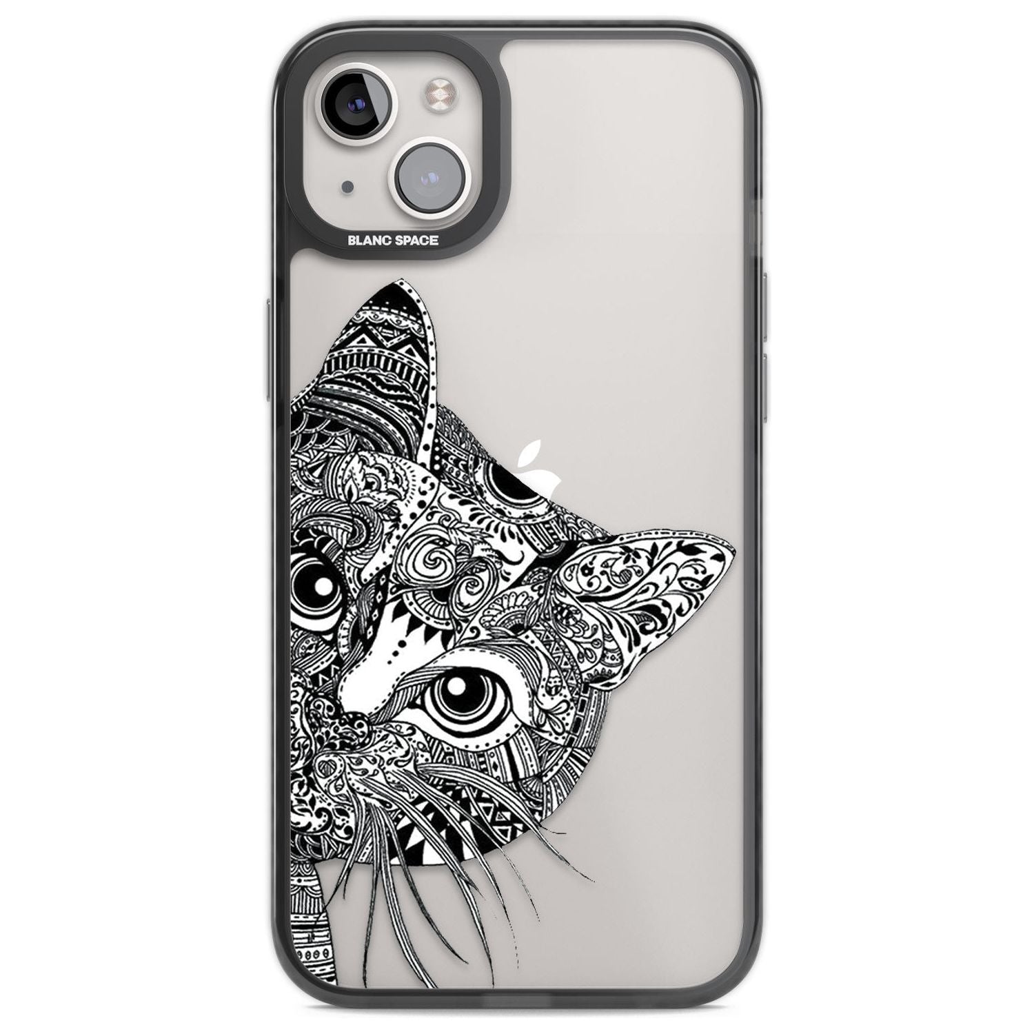 Henna Cat Phone Case iPhone 14 Plus / Black Impact Case Blanc Space