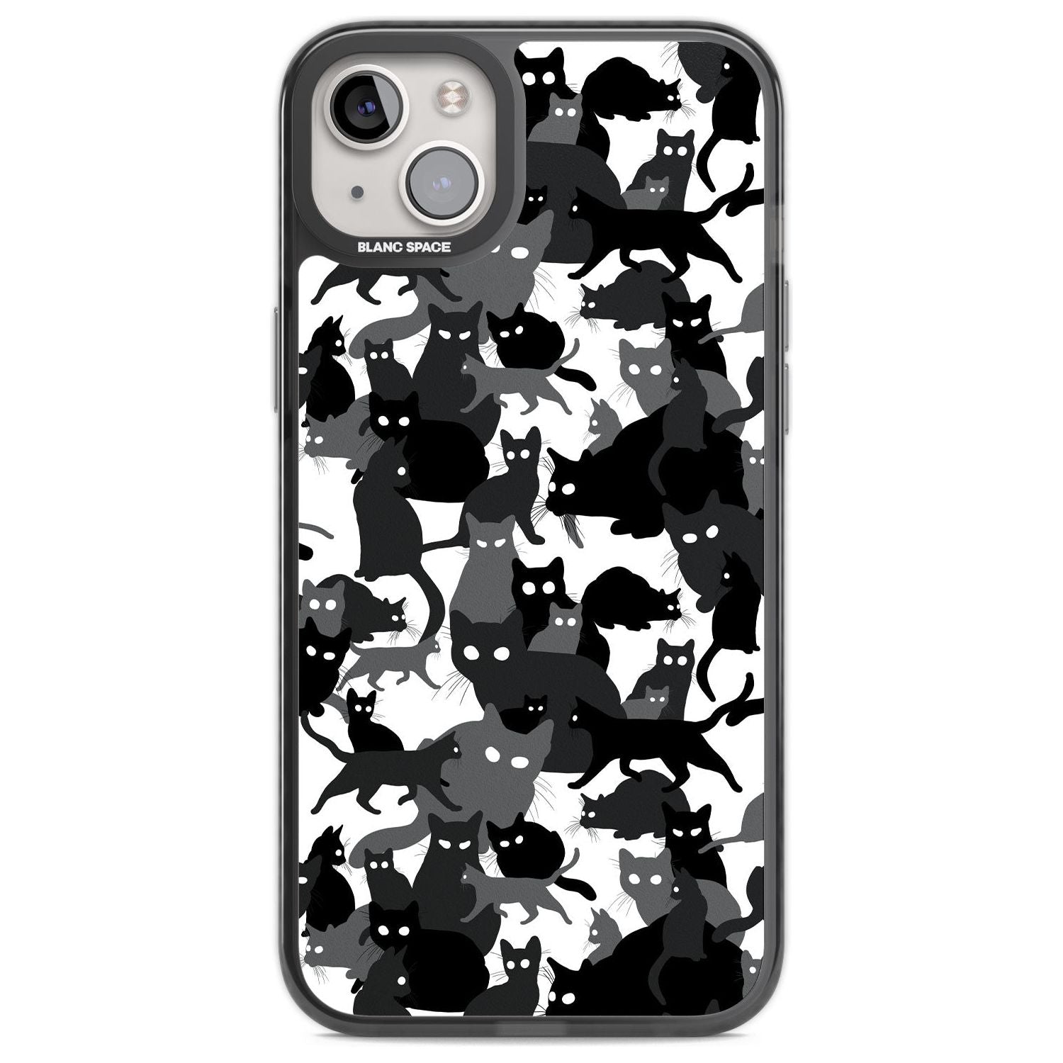 Black & White Cat Camouflage Phone Case iPhone 14 Plus / Black Impact Case Blanc Space