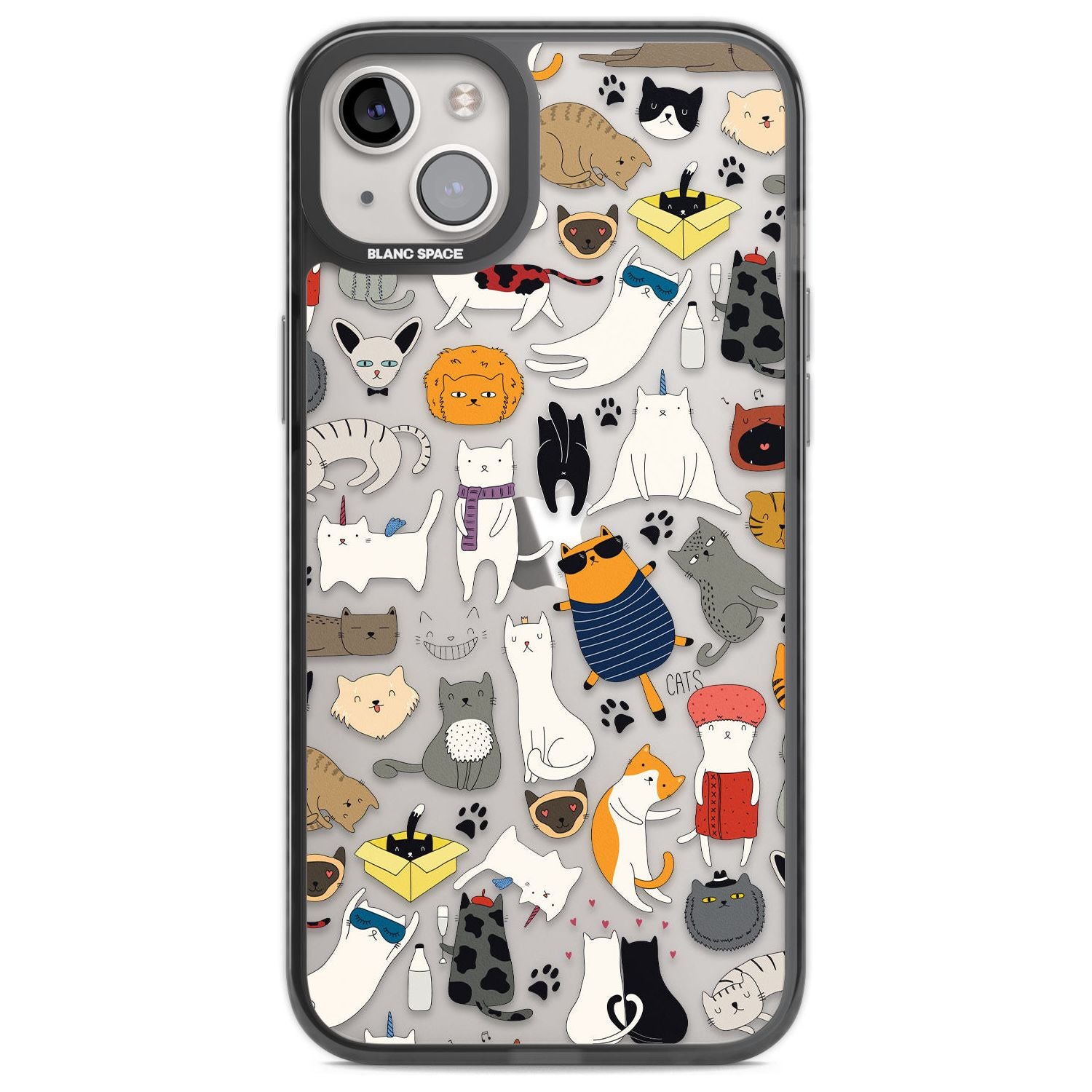 Cartoon Cat Collage Phone Case iPhone 14 Plus / Black Impact Case Blanc Space
