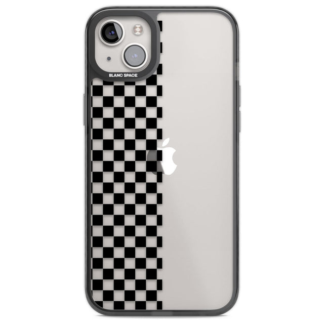 Checker: Half Black Check on Clear Phone Case iPhone 14 Plus / Black Impact Case Blanc Space