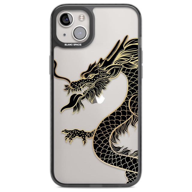 Large Black Dragon Phone Case iPhone 14 Plus / Black Impact Case Blanc Space