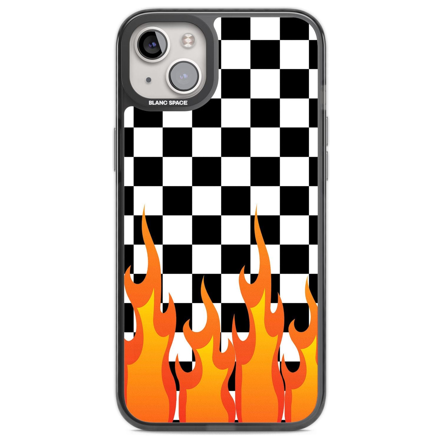 Checkered Fire Phone Case iPhone 14 Plus / Black Impact Case Blanc Space