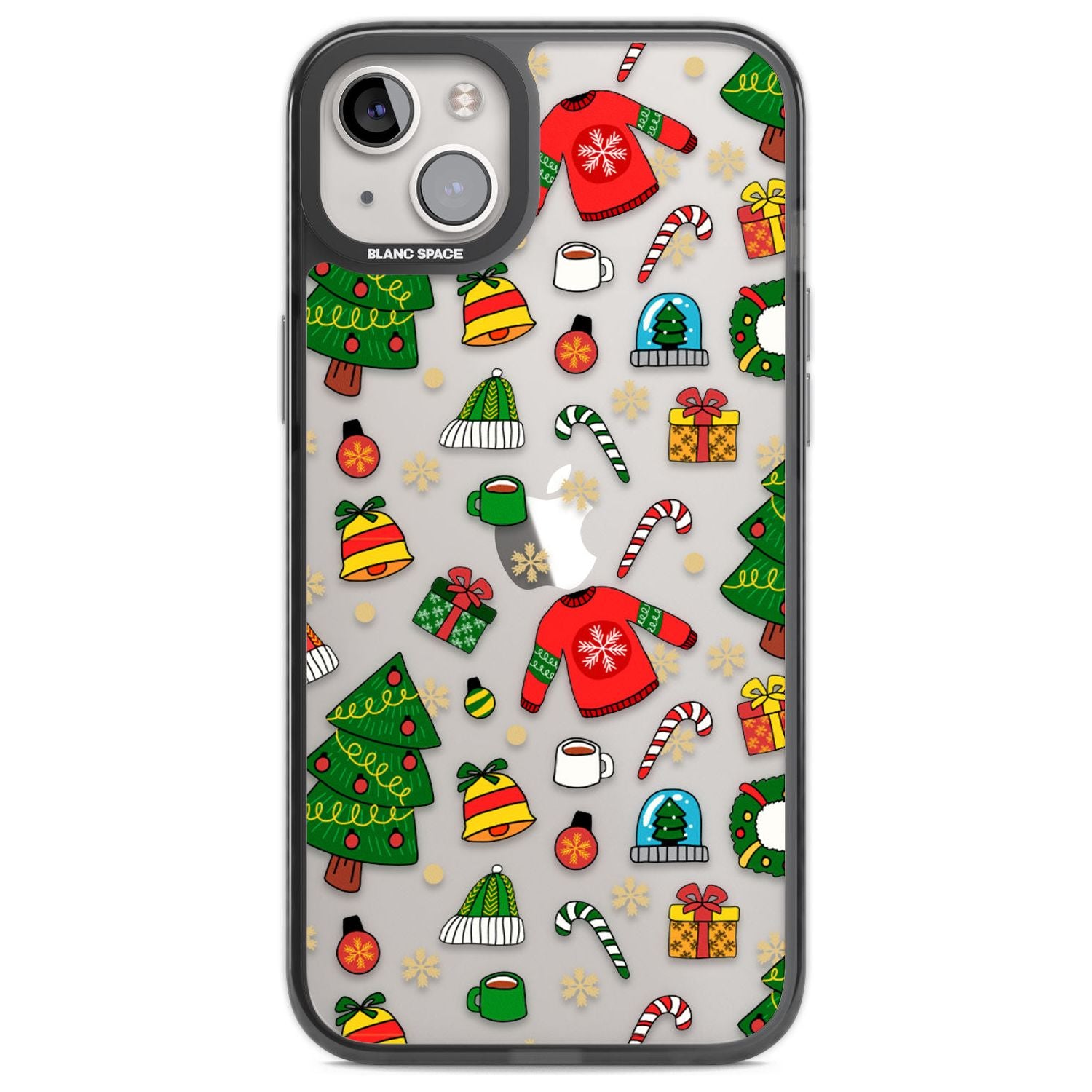 Christmas Mixture Pattern Phone Case iPhone 14 Plus / Black Impact Case Blanc Space