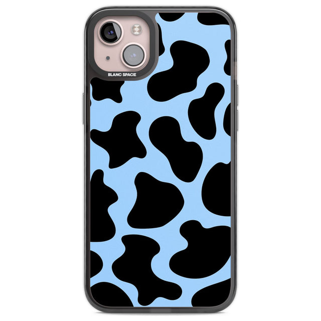 Blue and Black Cow Print Phone Case iPhone 14 Plus / Black Impact Case Blanc Space