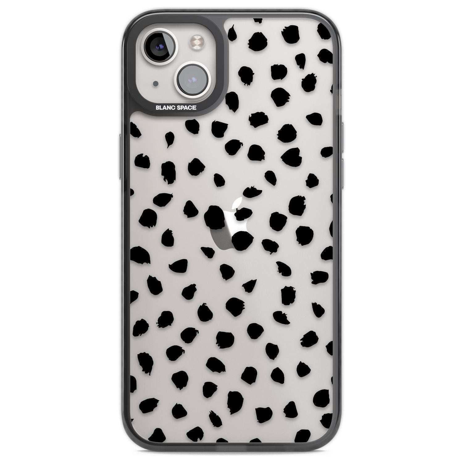 Black on Transparent Dalmatian Polka Dot Spots Phone Case iPhone 14 Plus / Black Impact Case Blanc Space