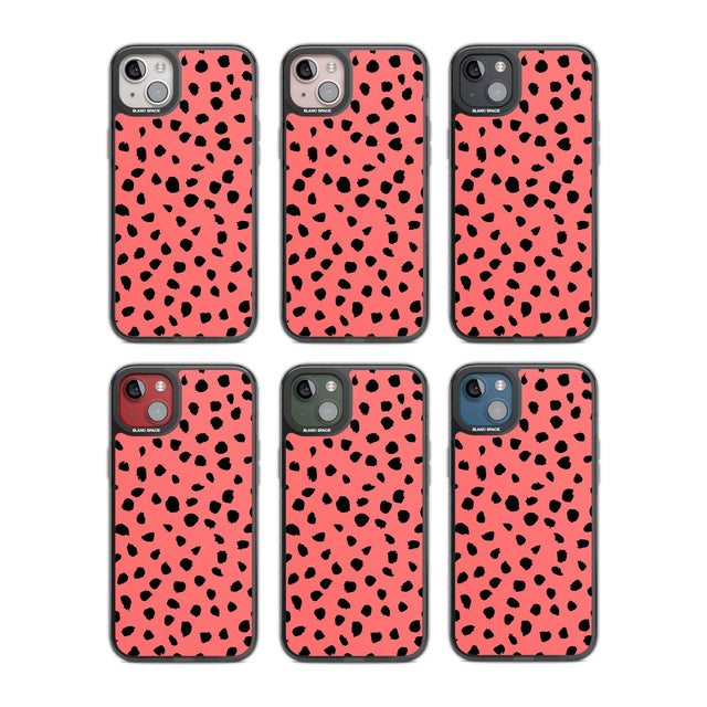 Black on Salmon Pink Dalmatian Polka Dot Spots Phone Case iPhone 15 Pro Max / Black Impact Case,iPhone 15 Plus / Black Impact Case,iPhone 15 Pro / Black Impact Case,iPhone 15 / Black Impact Case,iPhone 15 Pro Max / Impact Case,iPhone 15 Plus / Impact Case,iPhone 15 Pro / Impact Case,iPhone 15 / Impact Case,iPhone 15 Pro Max / Magsafe Black Impact Case,iPhone 15 Plus / Magsafe Black Impact Case,iPhone 15 Pro / Magsafe Black Impact Case,iPhone 15 / Magsafe Black Impact Case,iPhone 14 Pro Max / Black Impact Ca