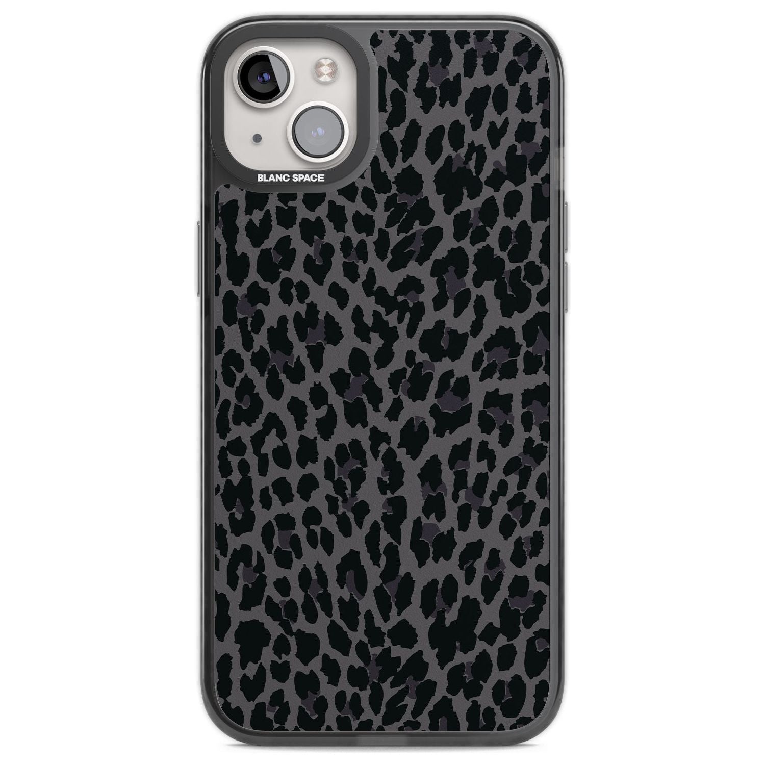 Dark Animal Print Pattern Small Leopard Phone Case iPhone 14 Plus / Black Impact Case Blanc Space