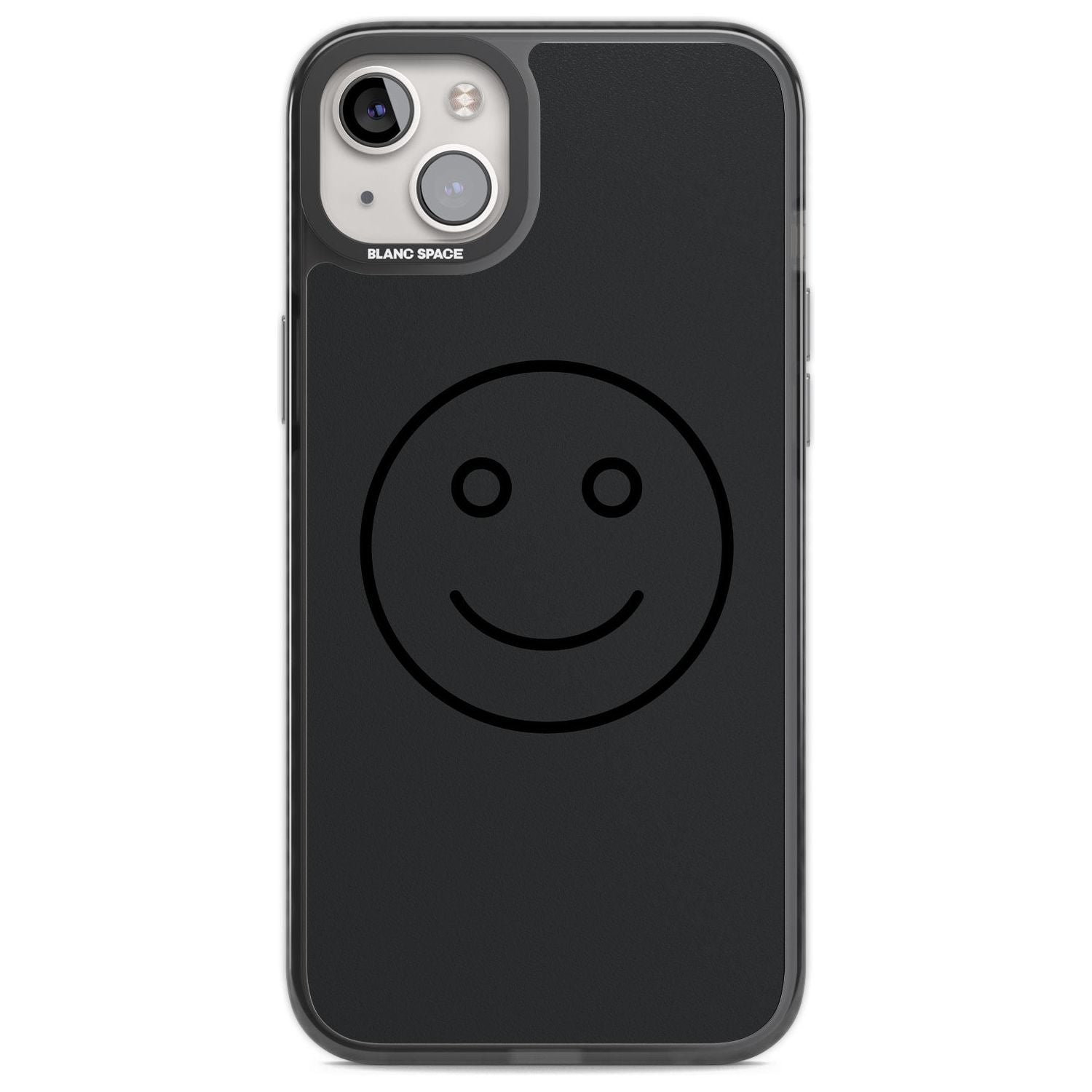Dark Smiley Face Phone Case iPhone 14 Plus / Black Impact Case Blanc Space