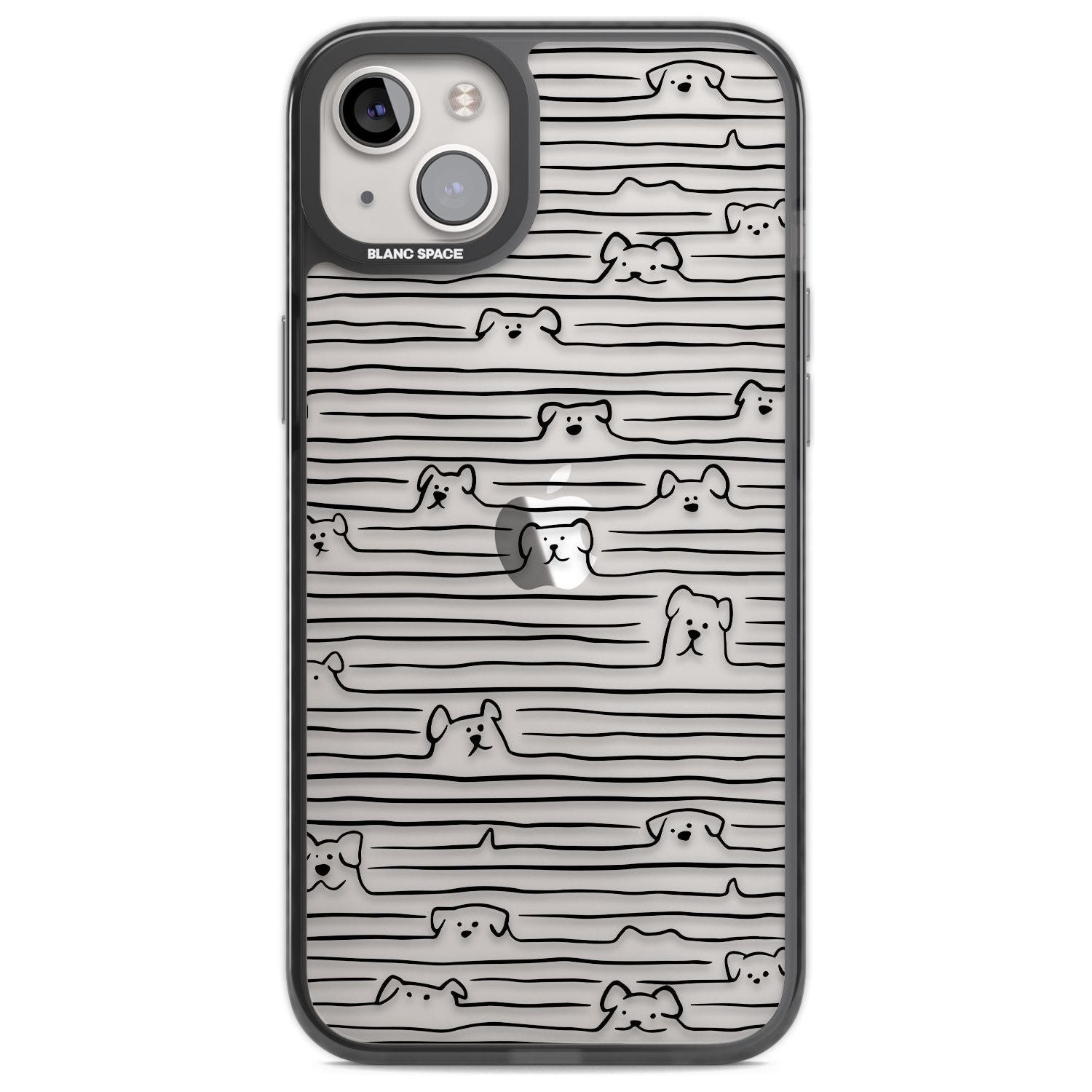 Dog Line Art - Black Phone Case iPhone 14 Plus / Black Impact Case Blanc Space