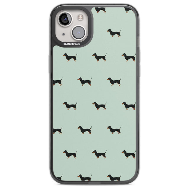 Dachshund Dog Pattern Phone Case iPhone 14 Plus / Black Impact Case Blanc Space
