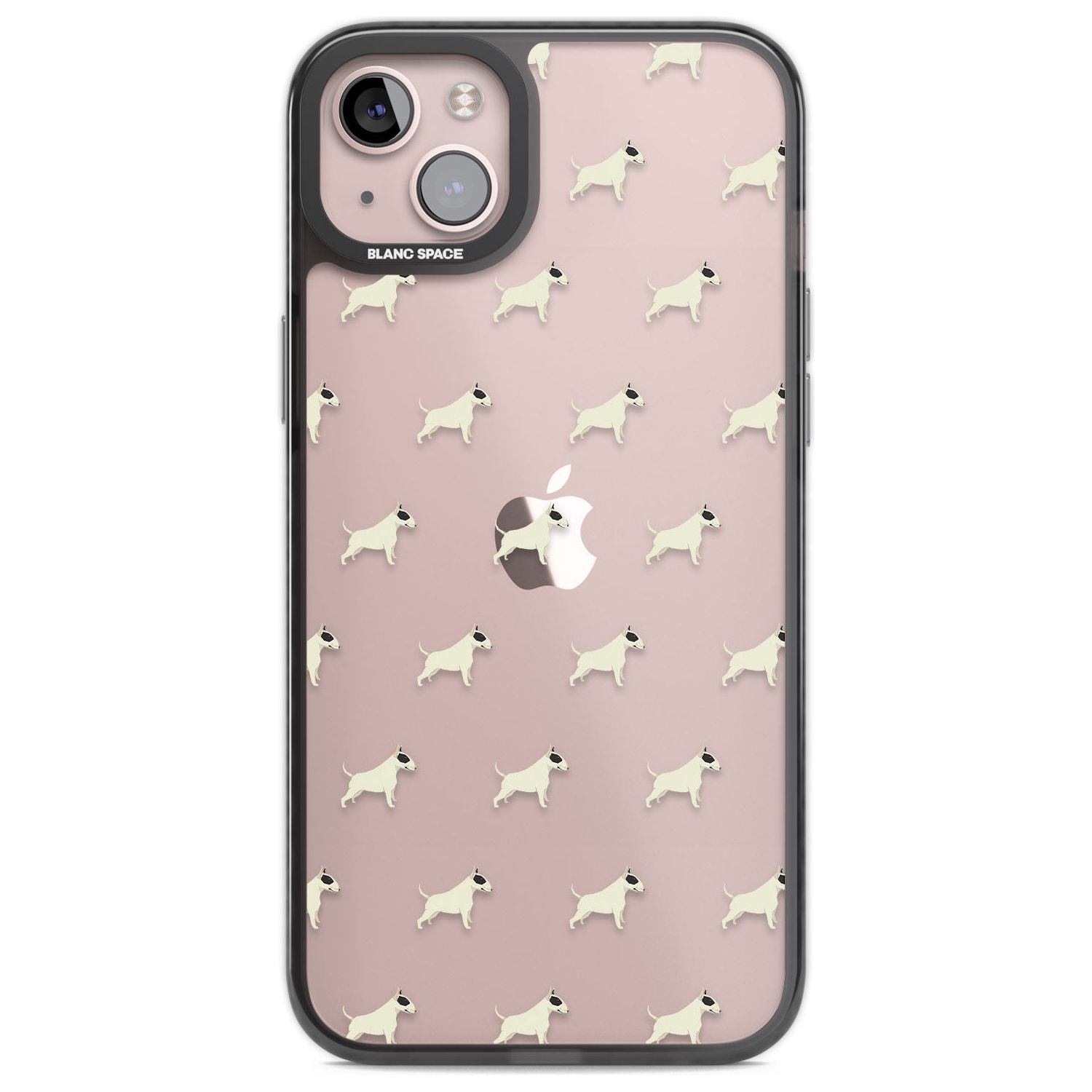 Bull Terrier Dog Pattern Clear Phone Case iPhone 14 Plus / Black Impact Case Blanc Space