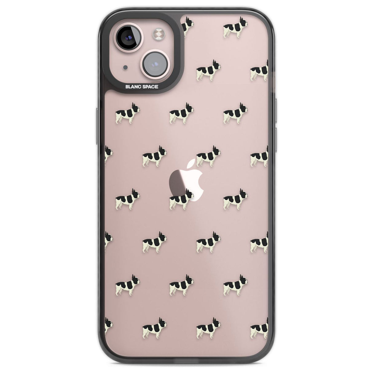 French Bulldog Dog Pattern Clear Phone Case iPhone 14 Plus / Black Impact Case Blanc Space