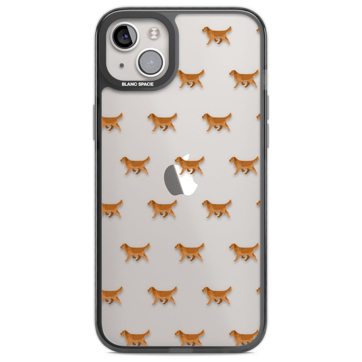 Golden Retriever Dog Pattern Clear Phone Case iPhone 14 Plus / Black Impact Case Blanc Space