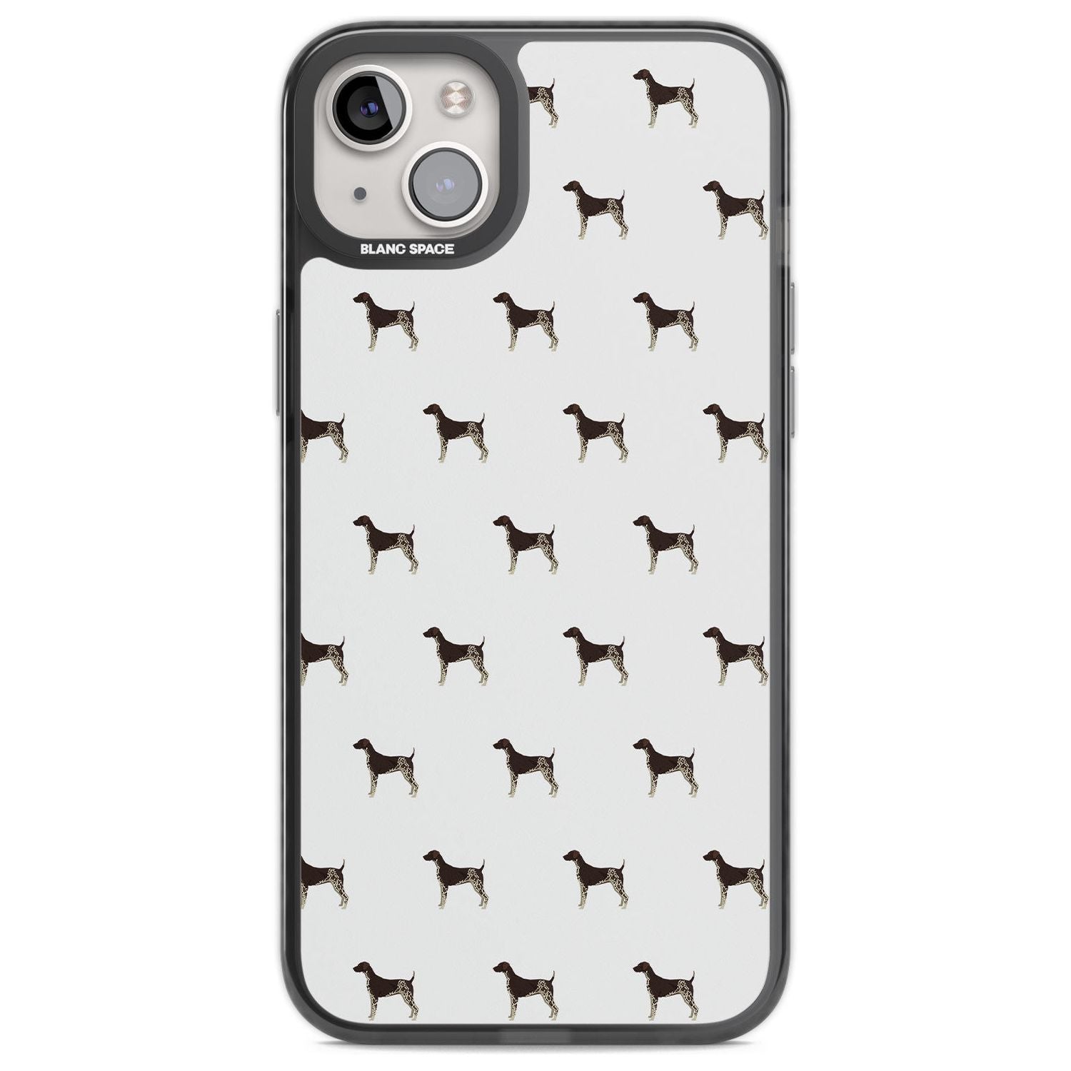 German Shorthaired Pointer Dog Pattern Phone Case iPhone 14 Plus / Black Impact Case Blanc Space