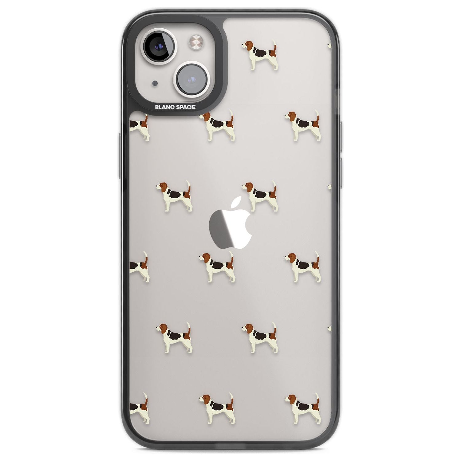 Beagle Dog Pattern Clear Phone Case iPhone 14 Plus / Black Impact Case Blanc Space