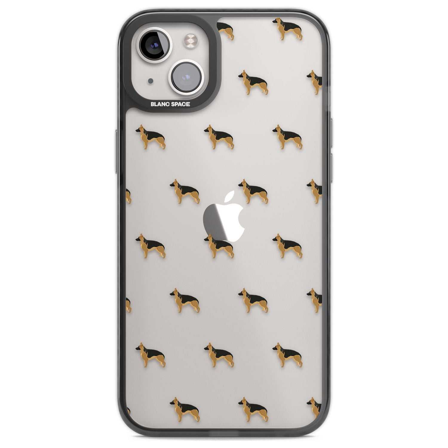 German Sherpard Dog Pattern Clear Phone Case iPhone 14 Plus / Black Impact Case Blanc Space