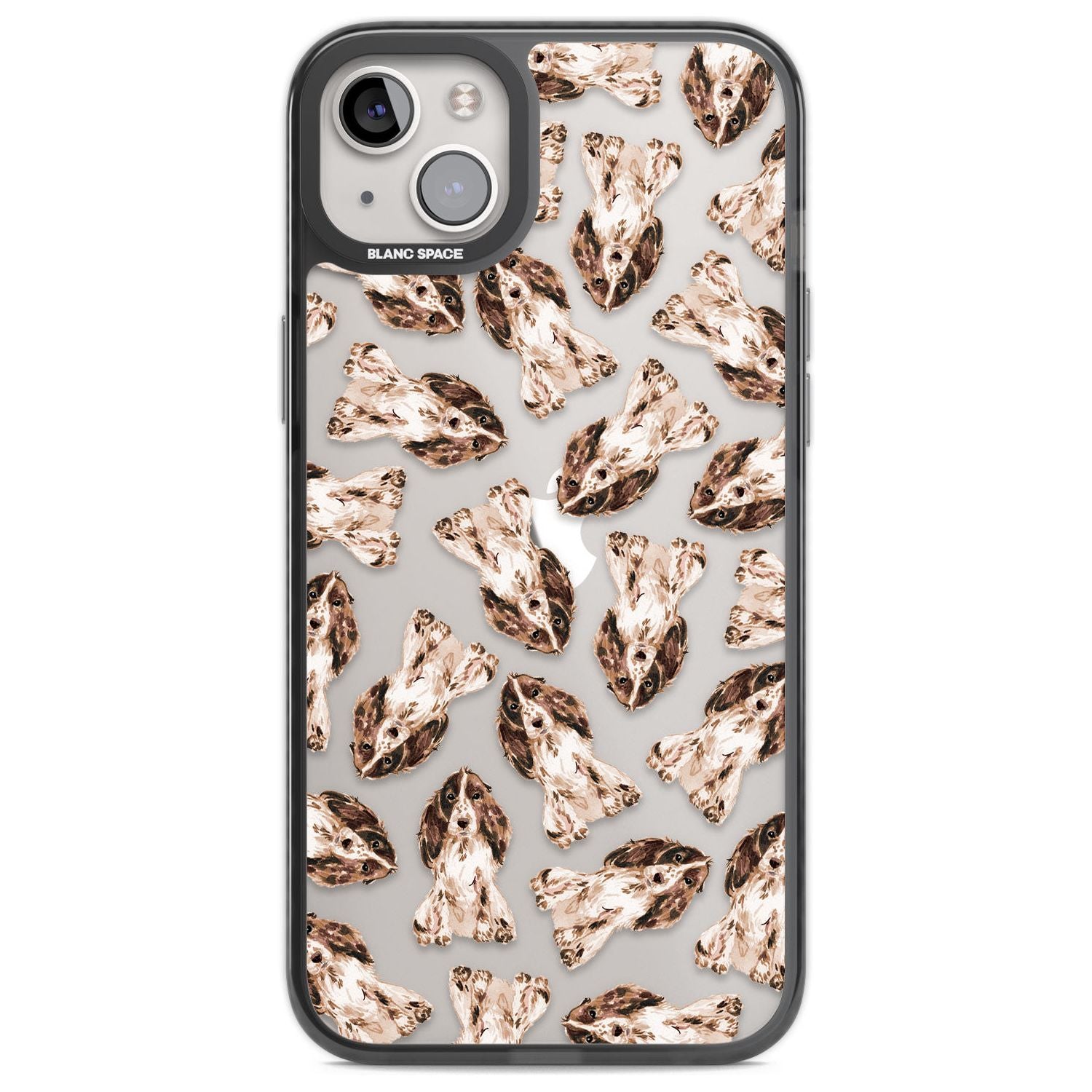 Cocker Spaniel (Brown) Watercolour Dog Pattern Phone Case iPhone 14 Plus / Black Impact Case Blanc Space