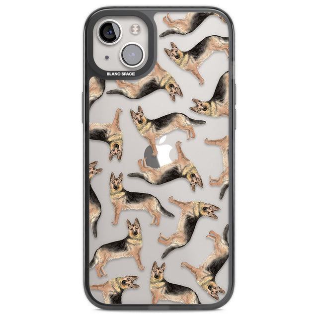 German Shepherd Watercolour Dog Pattern Phone Case iPhone 14 Plus / Black Impact Case Blanc Space