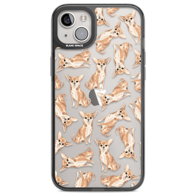 Chihuahua Watercolour Dog Pattern Phone Case iPhone 14 Plus / Black Impact Case Blanc Space
