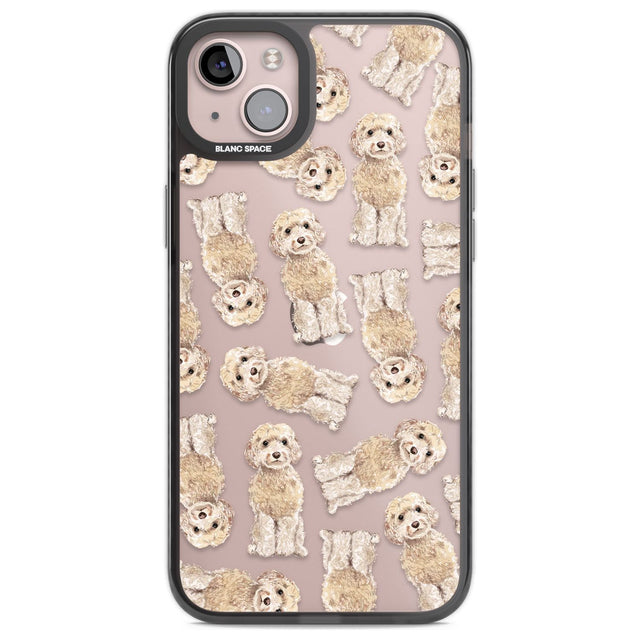 Cockapoo (Champagne) Watercolour Dog Pattern Phone Case iPhone 14 Plus / Black Impact Case Blanc Space