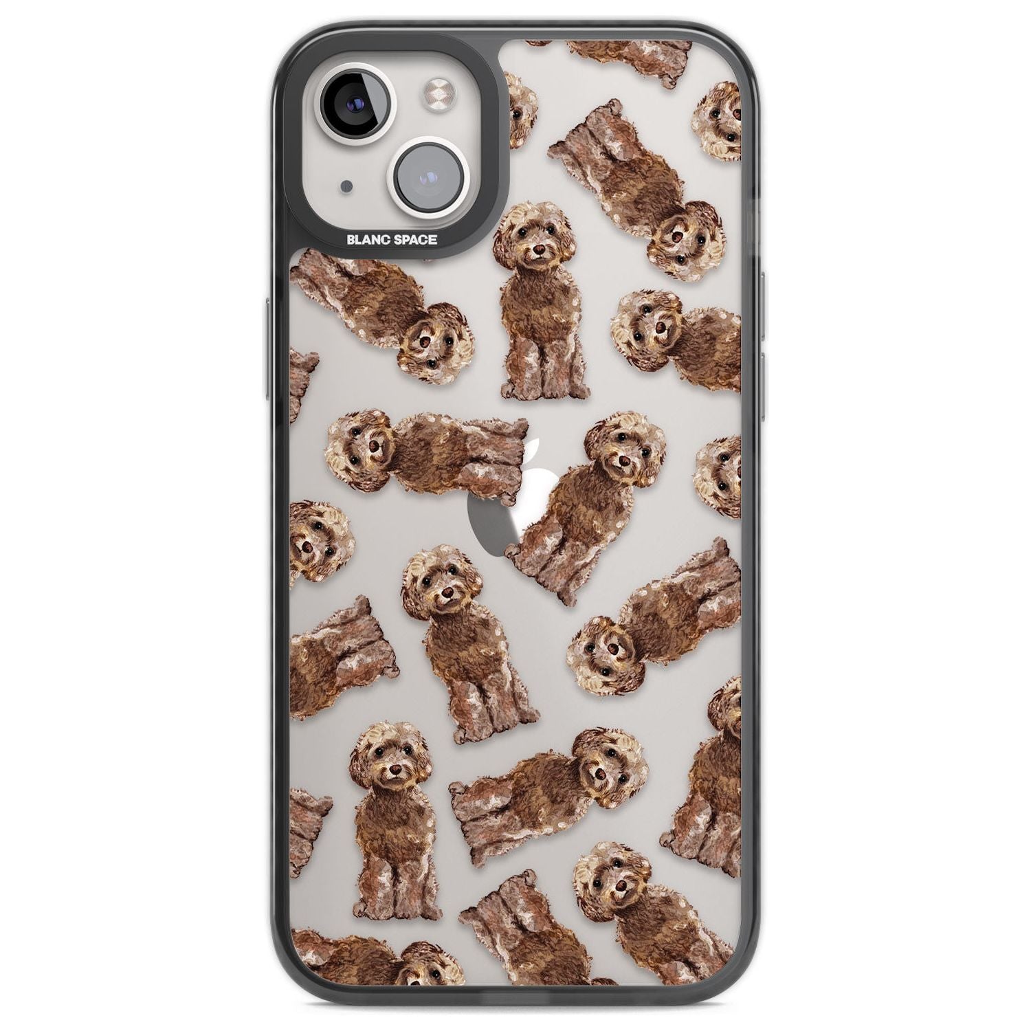 Cockapoo (Brown) Watercolour Dog Pattern Phone Case iPhone 14 Plus / Black Impact Case Blanc Space