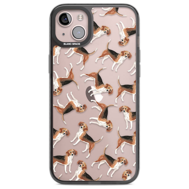 Beagle Watercolour Dog Pattern Phone Case iPhone 14 Plus / Black Impact Case Blanc Space