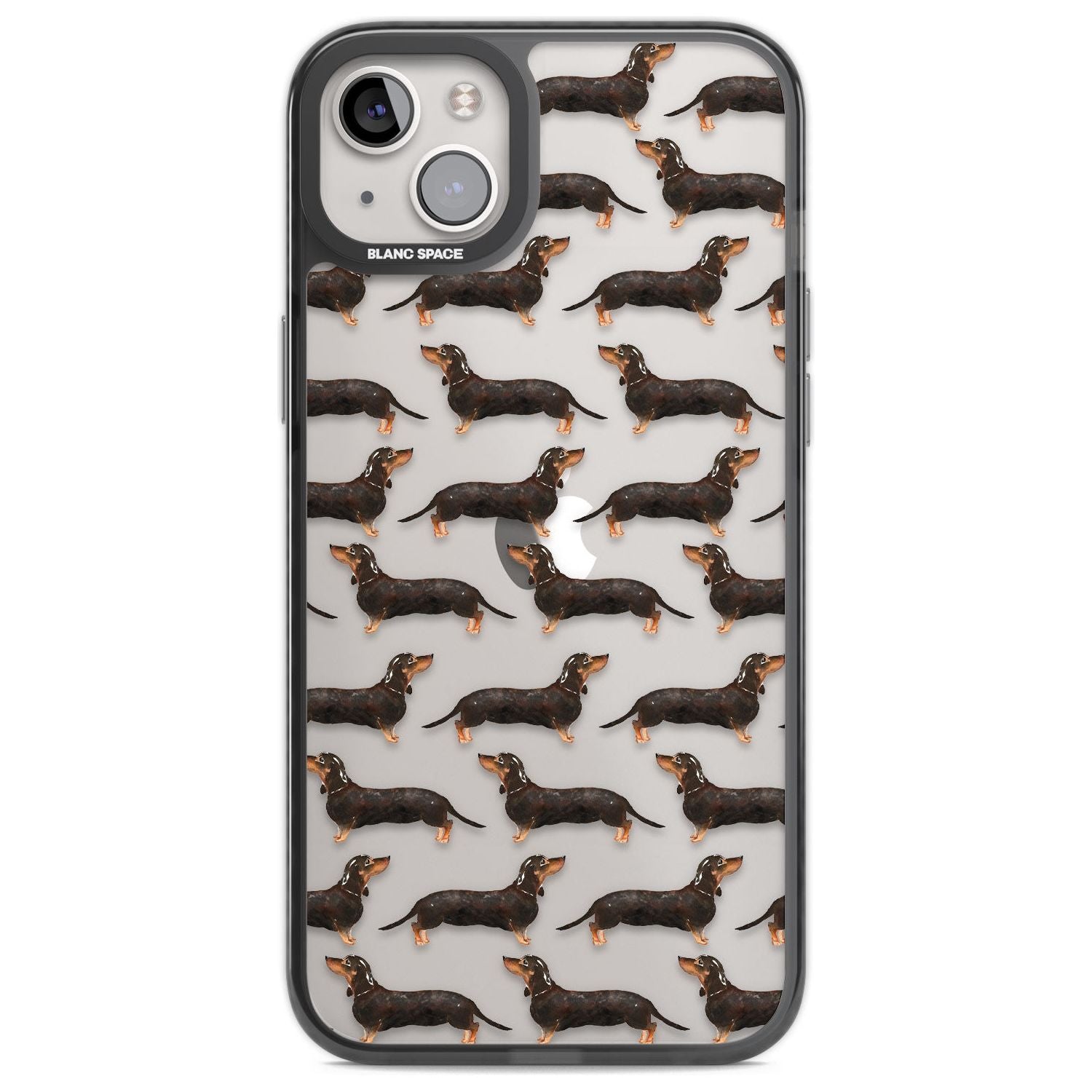 Dachshund (Black & Tan) Watercolour Dog Pattern Phone Case iPhone 14 Plus / Black Impact Case Blanc Space