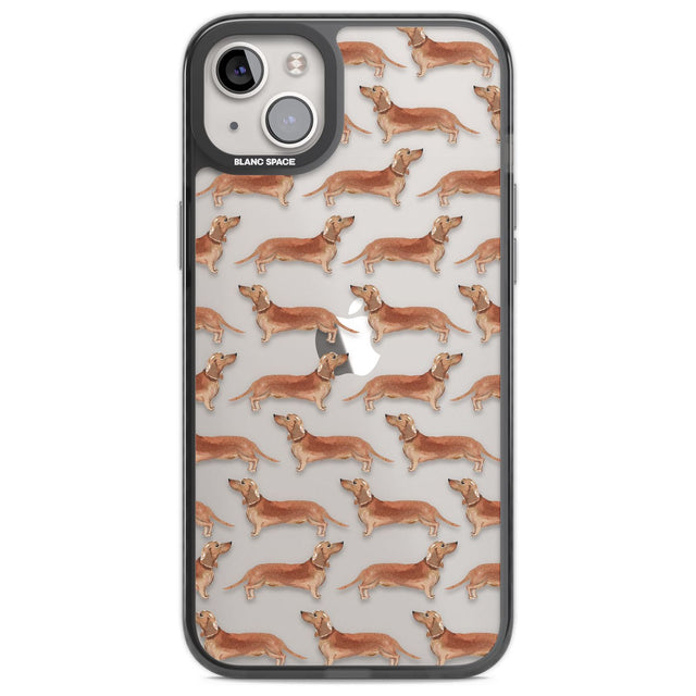 Dachshund (Red) Watercolour Dog Pattern Phone Case iPhone 14 Plus / Black Impact Case Blanc Space