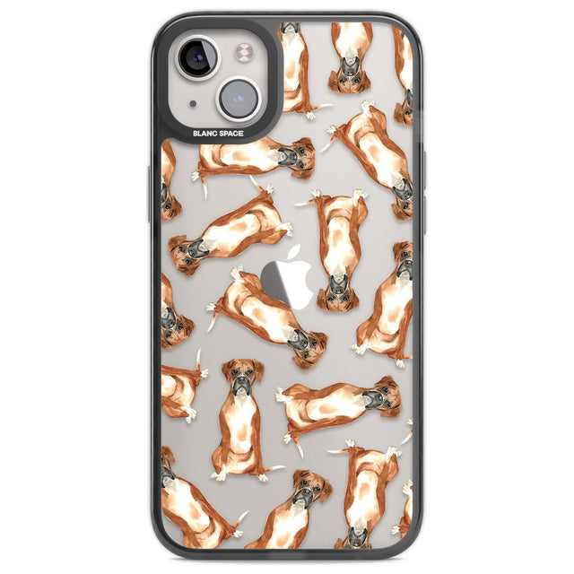 Boxer Watercolour Dog Pattern Phone Case iPhone 14 Plus / Black Impact Case Blanc Space