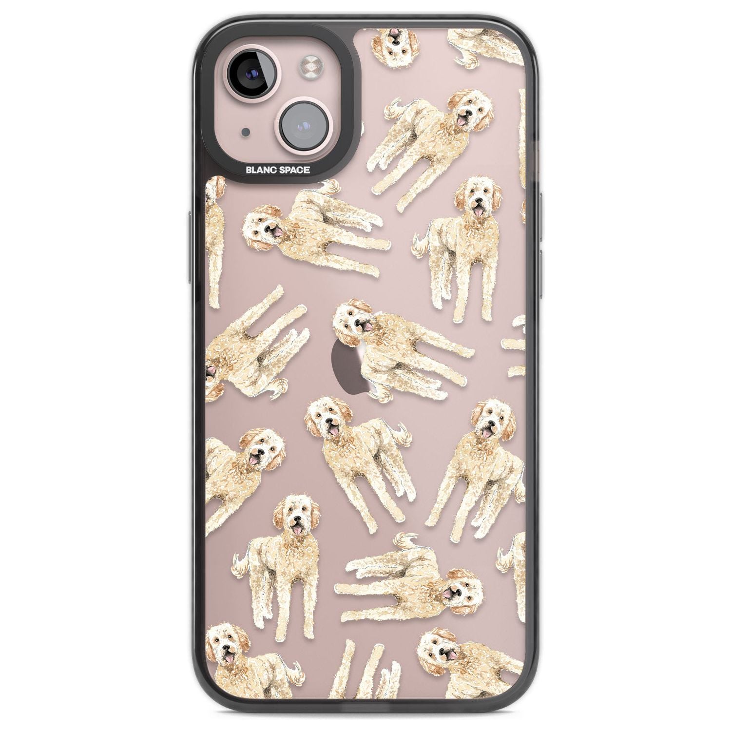 Goldendoodle Watercolour Dog Pattern Phone Case iPhone 14 Plus / Black Impact Case Blanc Space